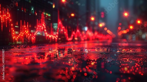 Create a photorealistic image of a busy city street at night