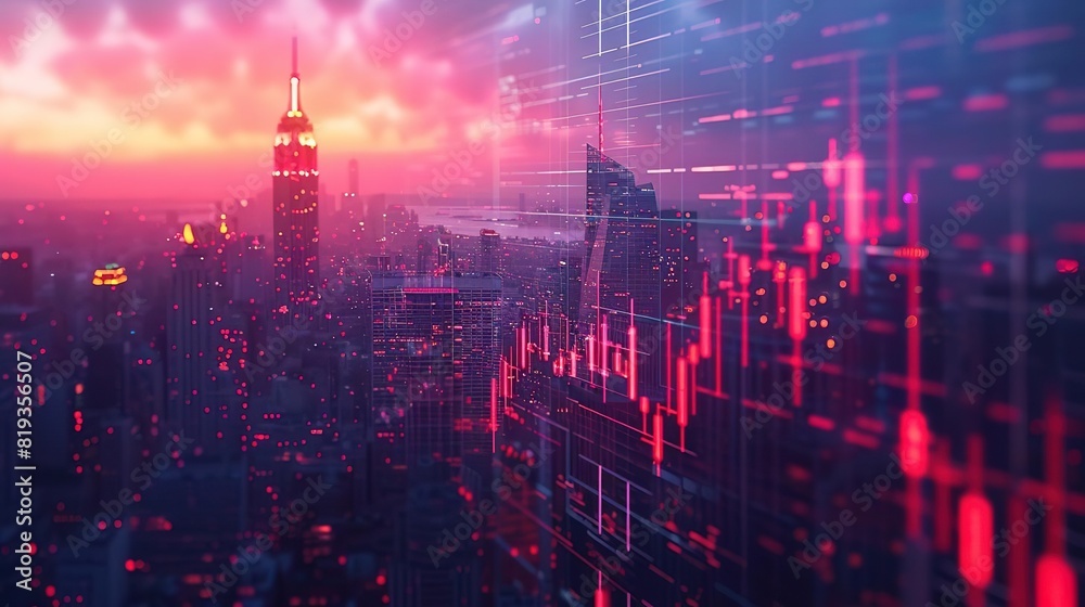 Fototapeta premium A beautiful cityscape of New York City at night