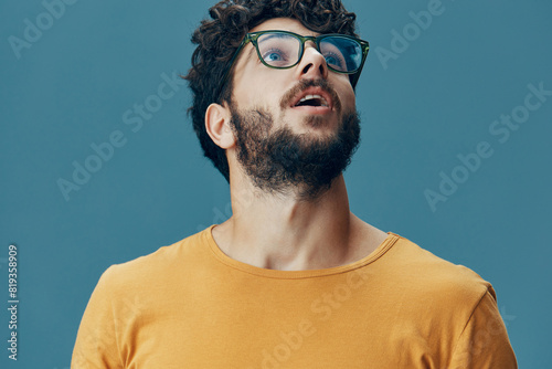 Guy man background portrait young expression caucasian person white happiness happy beard adult cool face
