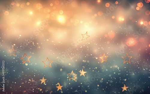 Soft bokeh lights with twinkling stars in a dreamy gradient.