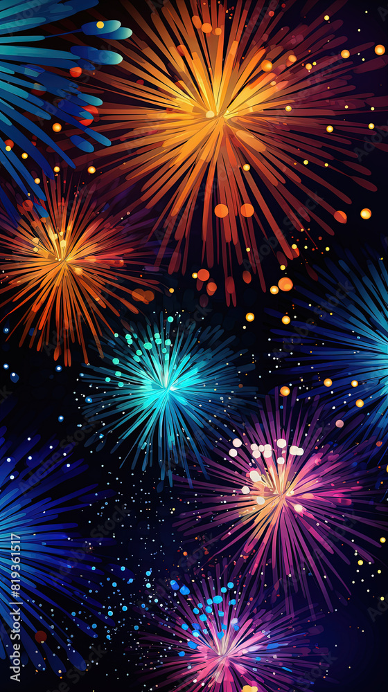 Groovy New Year Eve Fireworks Celebration Background