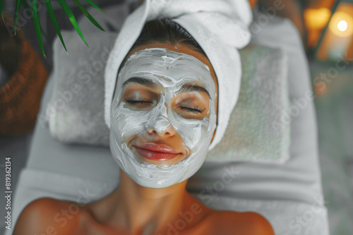 Woman with Facial Mask Description photo
