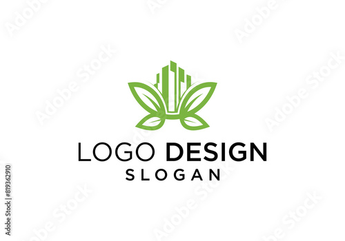 leaf with real estate symbols