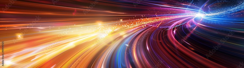 Abstract intertwined rays of light visualising direction and sense, created with generative AI technology