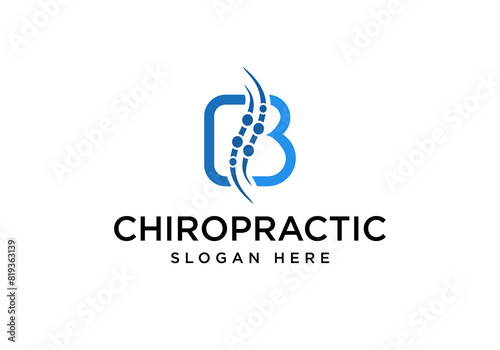 Chiropractic and Chiropractor logo with spine and initial B.