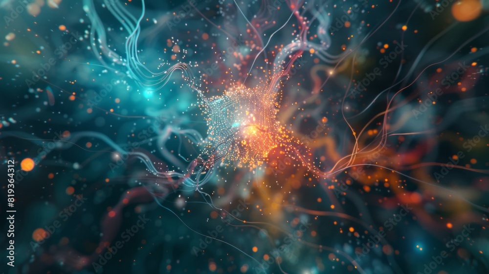 A neural network concept visualized as a radiant, crystal-like structure, emitting a spectrum of colors, set in a dark, abstract space A neural network concept visualized as a radiant, crystal-like structure, emitting a spectrum of colors, set in a dark, abstract space