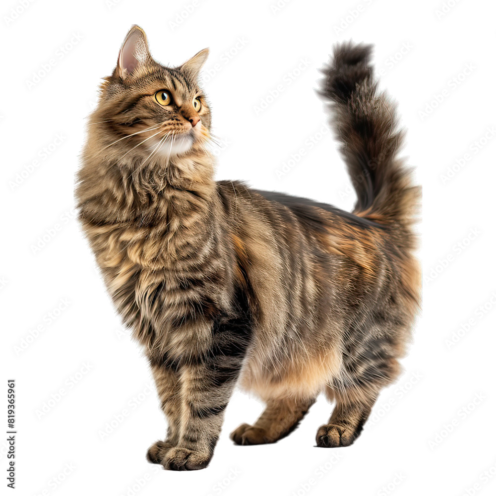 Obraz premium American Bobtail Cat isolated on transparent png background. Generative ai