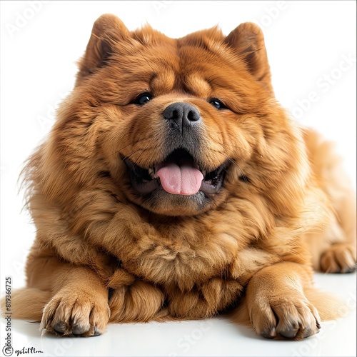 Chow chow dog in full growth, white background, photograph © grocery store design