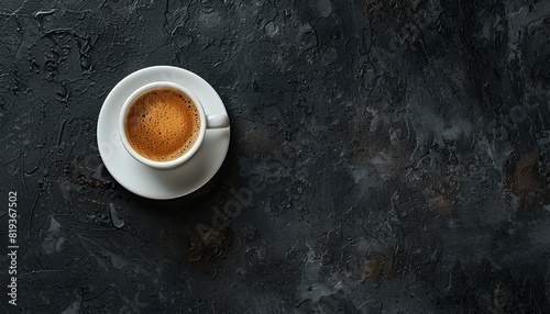 A cup of coffee with space to copy an image on a black background.