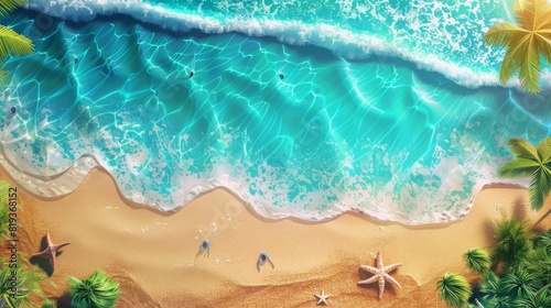 Summer holiday background. top view 3d beach clay style, copy space for your text. © Absent Satu