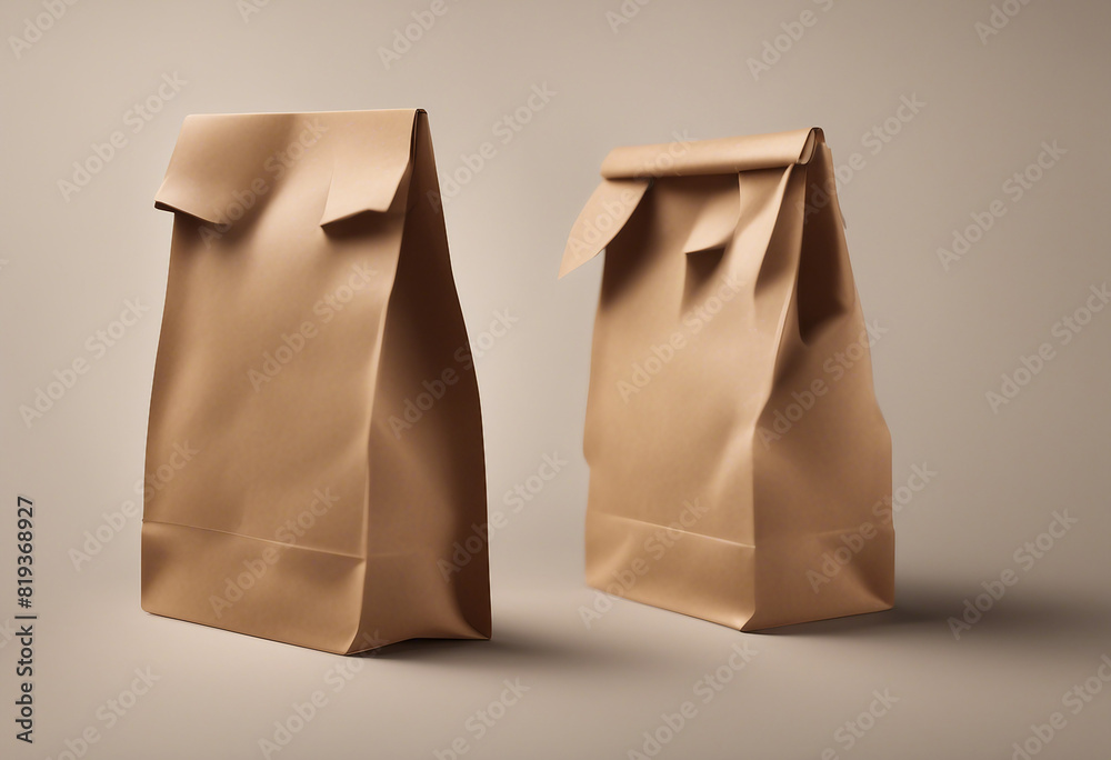 Brown paper bag packaging template isolated on white background Front and back view Brown paper bag packaging template isolated on white background Front and back view