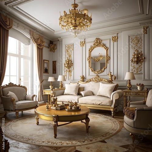 beautiful room made in classicism style photo