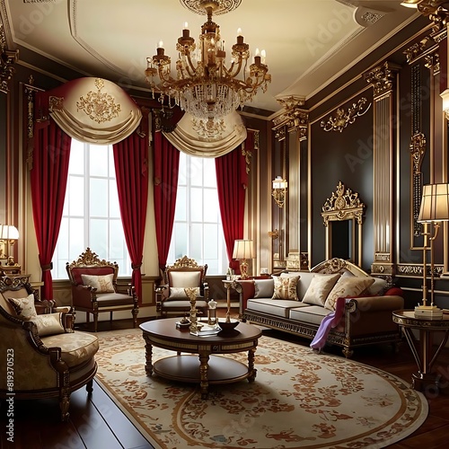 luxury hotel room created in the Empire style photo