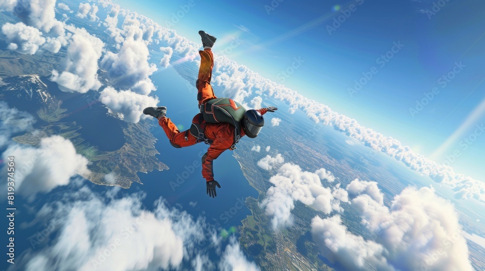 skydiving, spectacular view, high resolution, super photorealistic 