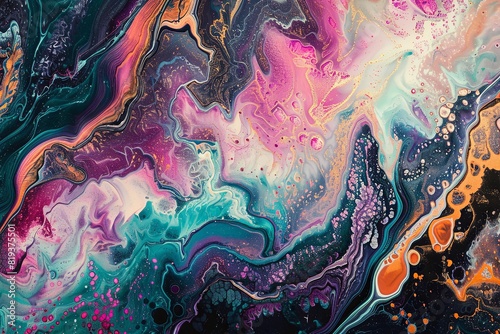 A vibrant abstract organic form that blends fluid, realistic, and fantastical elements.  photo