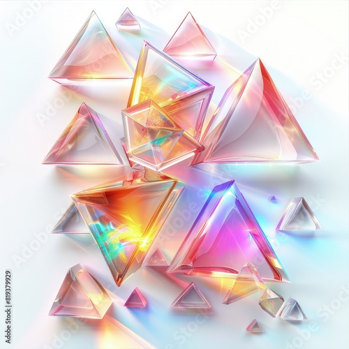 Vibrant holo abstract 3D shape  captivating images showcasing holographic textures and dynamic forms  a mesmerizing display of colors and patterns in three-dimensional space