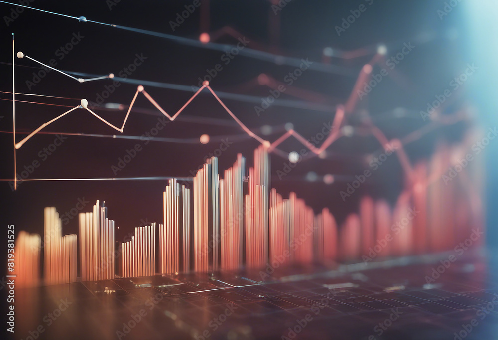 Financial rising graph and chart with lines and numbers Financial rising graph and chart with lines and numbers