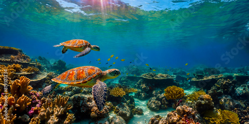 Beleza Oceânica: Tartarugas Marinhas no Ambiente Natural photo