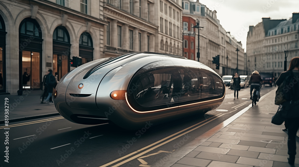 Futuristic Urban Public Transportation Concept Vehicle - GENERATIVE AI Futuristic Urban Public Transportation Concept Vehicle - GENERATIVE AI