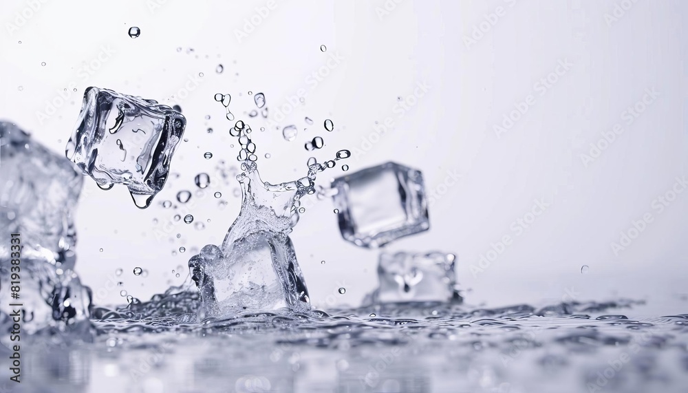 Ice cubes falling into water with a splash. Ice cubes falling into water with a splash.