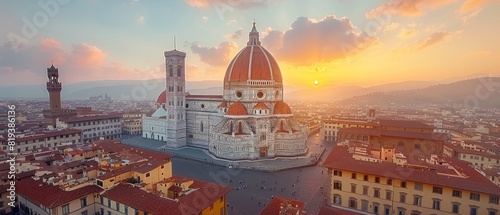 Aerial perspective of Florence Cathedral and surrounding cityscape photo