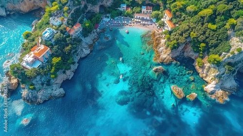 Aerial view of the picturesque island of Capri, Italy