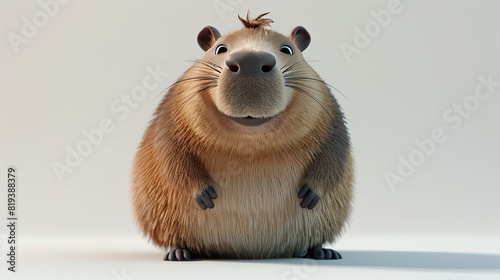 fat cute fluffy tortoiseshell capybara with a belly, funny facial expressions, Exaggerated actionï photo