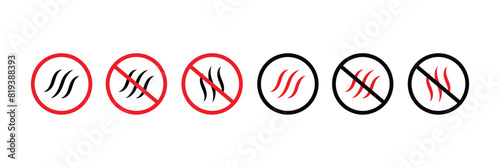 Set of Stop the bad smell icons. Forbidden flavors vector icon symbol. Bad smell, no perfume icon. Vector illustration.