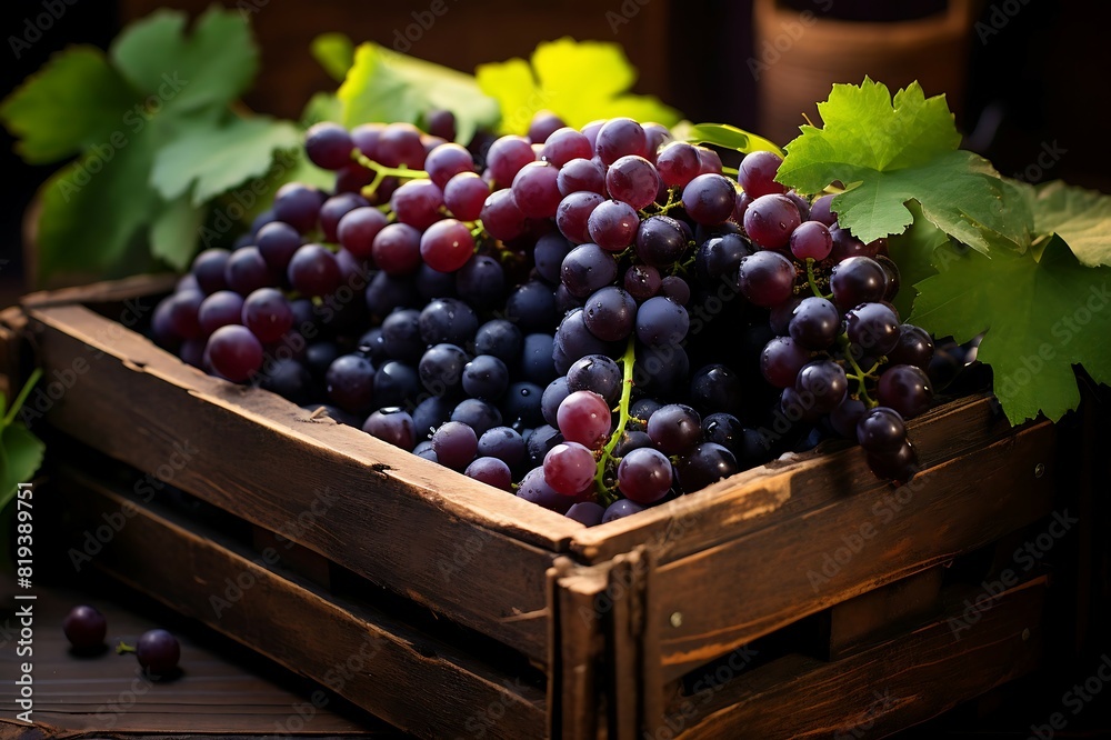 Grapess in wooden crate. Fresh Grapess Grapess in wooden crate. Fresh Grapess