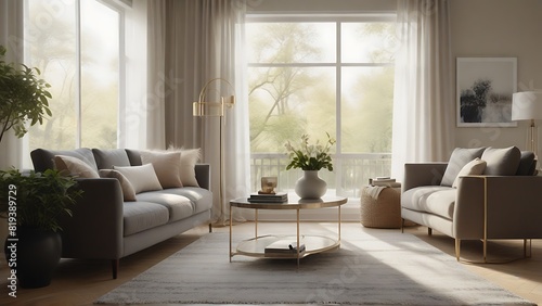 Modern Interior with Sofa and Armchairs