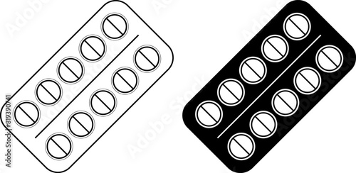 outline silhouette pack pill icon set