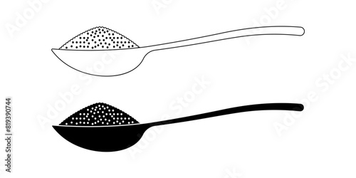 side view spoon sugar icon set