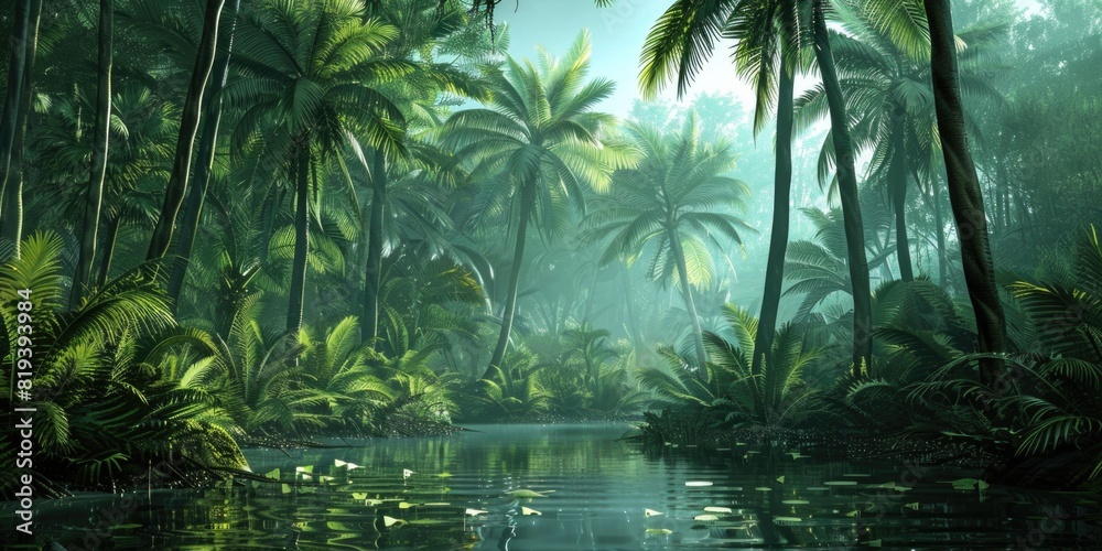 Naklejka premium Tropical forests in the Jurassic period.