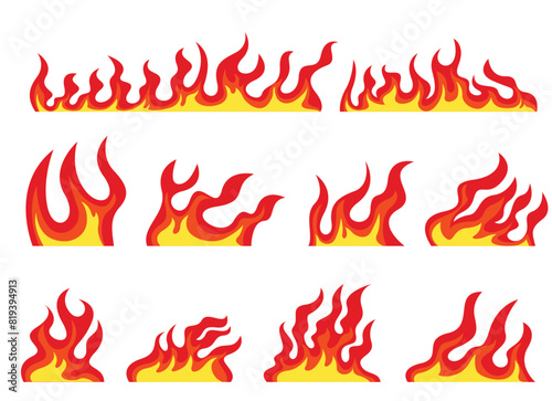 Wallpaper Mural Cartoon Fire flames. red fire flames isolated vector illustration set Torontodigital.ca