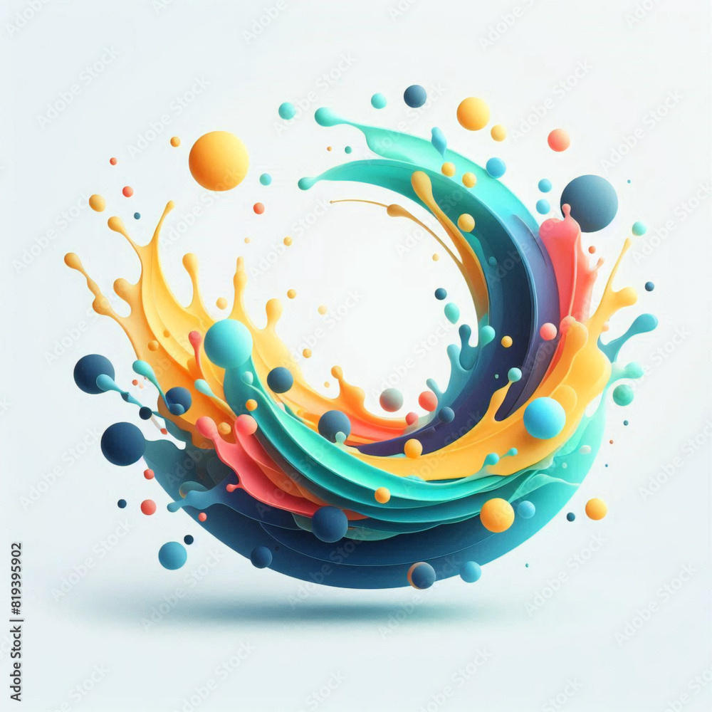 Obraz premium カラフルな波と水しぶきを持つカラフルな液体の背景