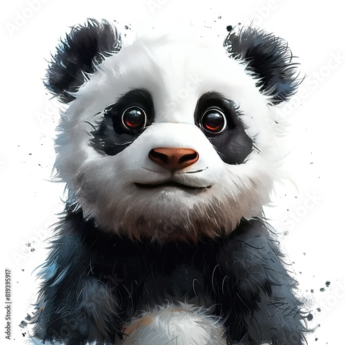 Generate a super cute giant panda with a pure white background 