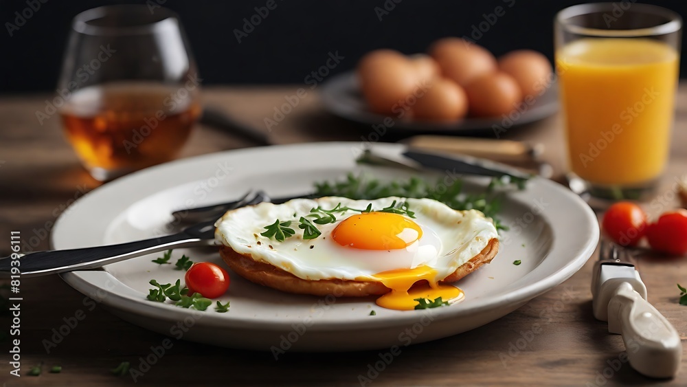Healthy Meal: Gourmet Fried Egg with Fresh Ingredients Healthy Meal: Gourmet Fried Egg with Fresh Ingredients