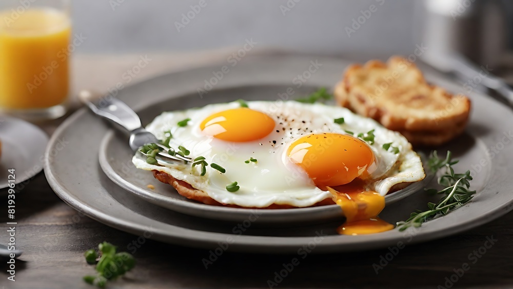 Healthy Meal: Gourmet Fried Egg with Fresh Ingredients Healthy Meal: Gourmet Fried Egg with Fresh Ingredients