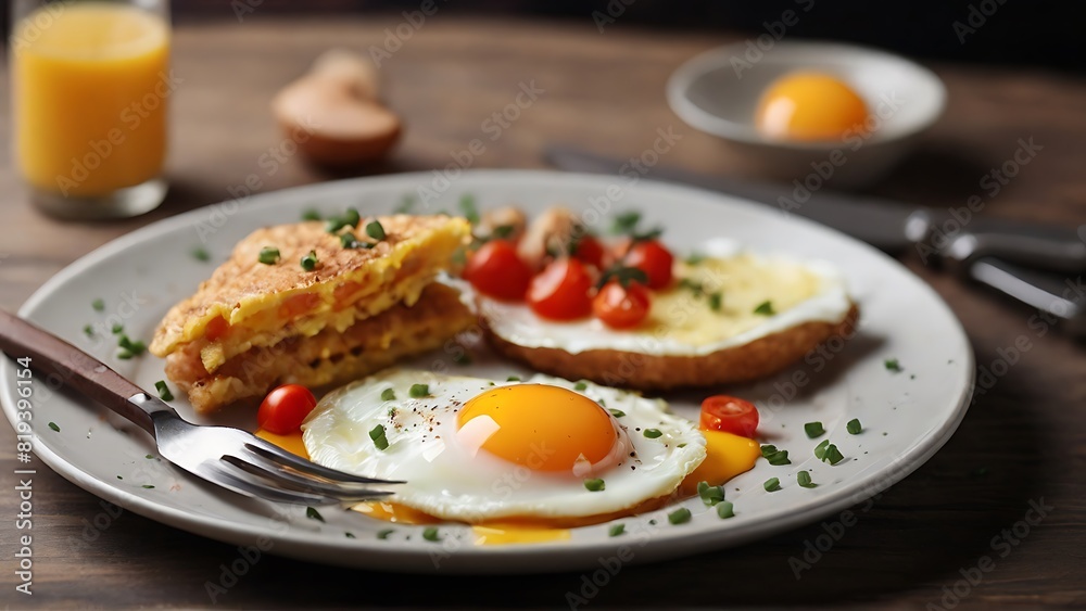 Delicious Dining: Fried Egg and Veggie Plate Delicious Dining: Fried Egg and Veggie Plate