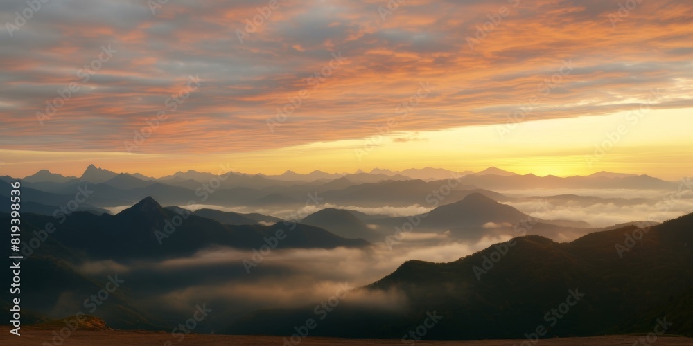 sunrise and sunrise on a high mountain