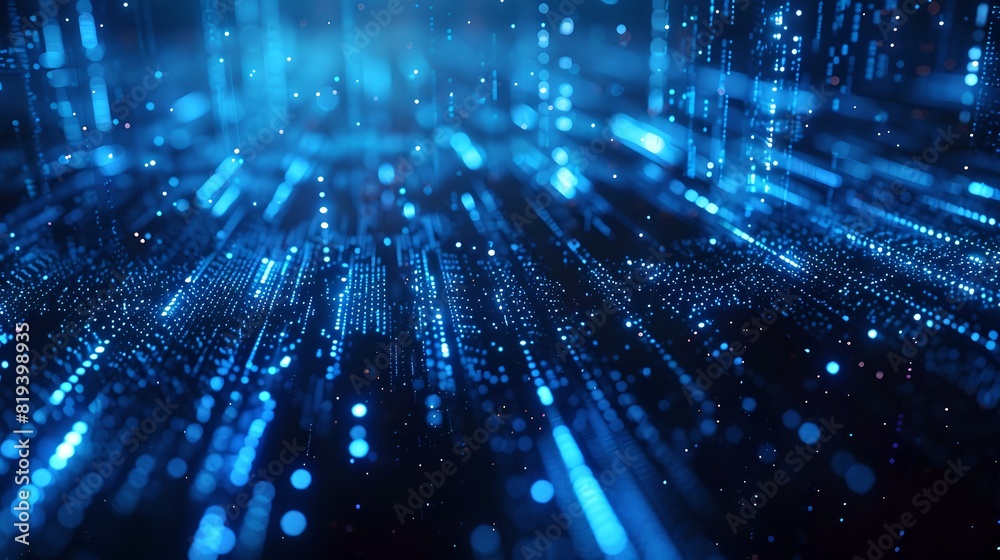 Futuristic Digital Landscape, Glowing Blue Particles Flowing. Cyber Data Stream Visual. Abstract Technology Background Depicting Information Flow. AI Futuristic Digital Landscape, Glowing Blue Particles Flowing. Cyber Data Stream Visual. Abstract Technology Background Depicting Information Flow. AI