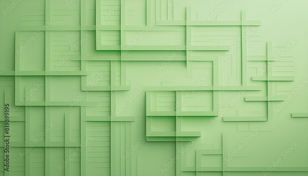 A green wall with many squares and rectangles A green wall with many squares and rectangles