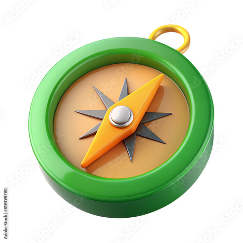 Travel compass icon in 3D on a transparent PNG background. The concept of tourism, vacation, travel, hiking.