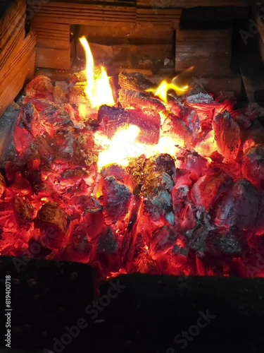 burning wood burning in fireplace