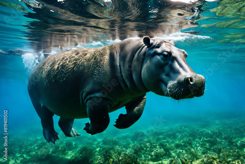hippopotamus underwater