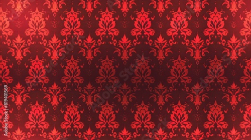 Red damask seamless pattern background wallpaper, textile, packaging, floral baroque pattern,