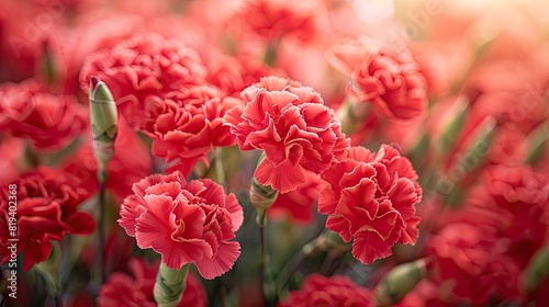 beautiful red carnations bouquet, a lot of them
