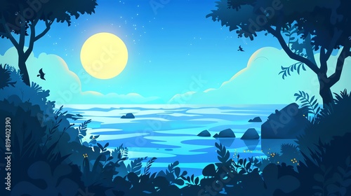 nature flat design front view ocean theme animation vivid