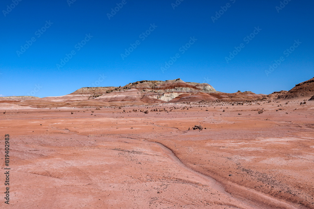 Desert landscape with bentonite hills.