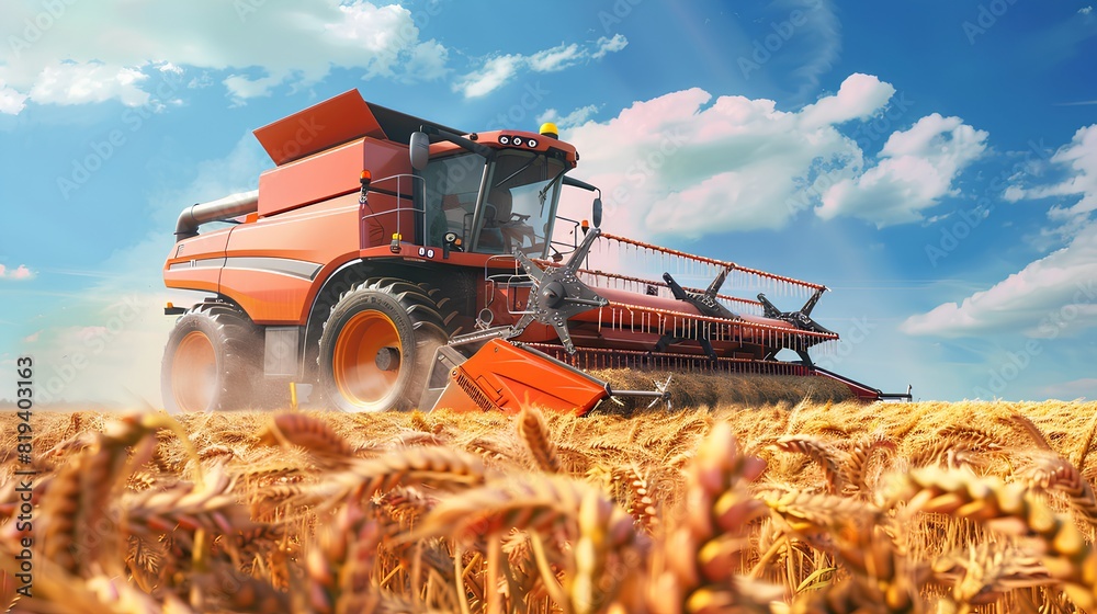 Fototapeta premium combine harvester working on a field